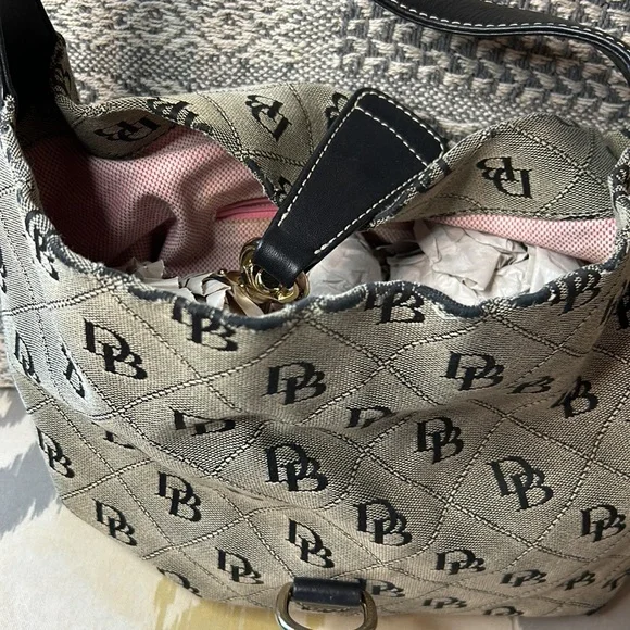 DOONEY & BOURKE Signature Print Black & Tan Satchel Bag~please read! - Picture 4 of 16